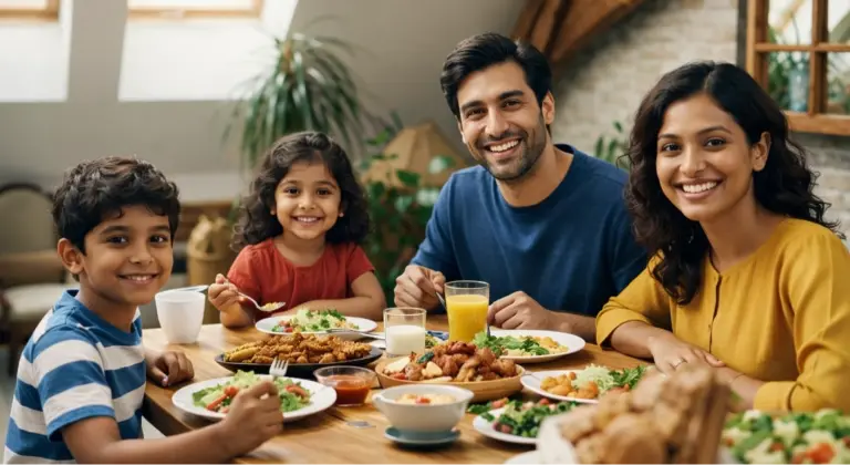 A family sharing a nourishing meal, symbolizing trust and care